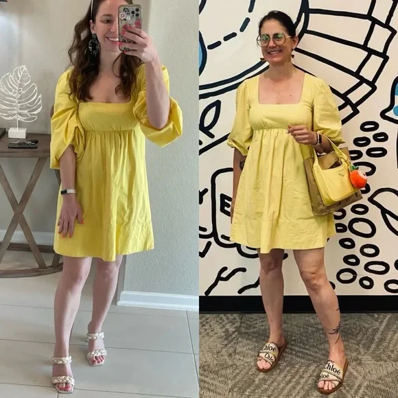 Staud Sophie 3/4 puff sleeve cotton poplin mini dress size M medium - Picture 4 of 16